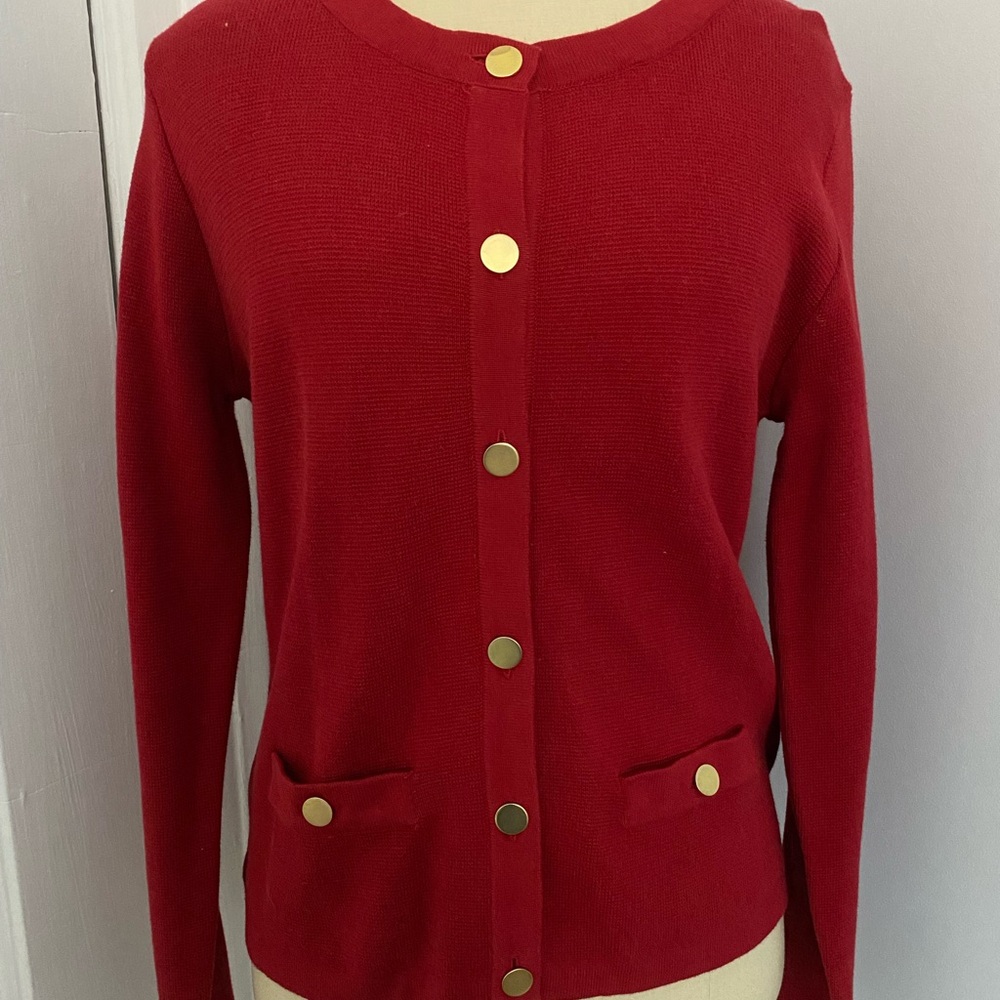 Sweater Cardigan with Gold Buttons